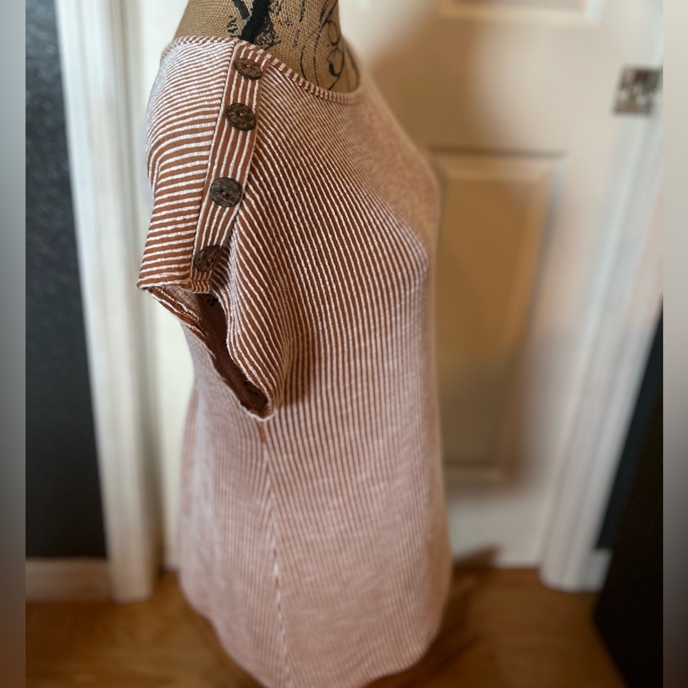 Final Price Clearances Grand Ave Design Burgundy Soft Striped Tunic Top 1X - Picture 11 of 16